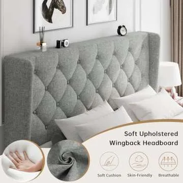 iPormis King Size Upholstered Bed Frame - Modern Style