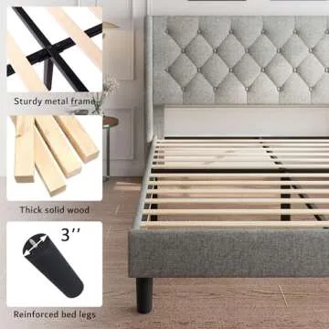 iPormis King Size Upholstered Bed Frame - Modern Style