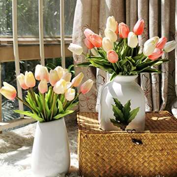 WISTART 24pcs Faux Tulip Bouquet for Home Wedding Decor