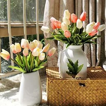 WISTART 24pcs Faux Tulip Bouquet for Home Wedding Decor