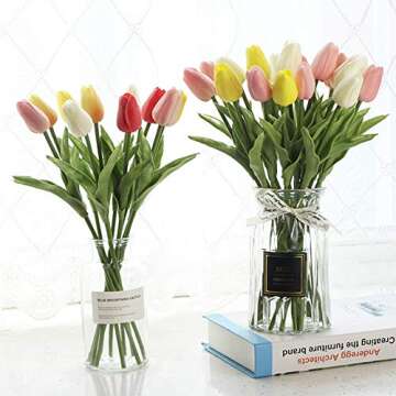 WISTART 24pcs Faux Tulip Bouquet for Home Wedding Decor