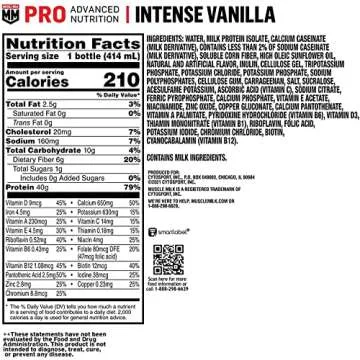 Muscle Milk Pro Advanced Nutrition Protein Shake, Intense Vanilla, 14 Fl Oz Bottle, 12 Pack, 40g Pro...