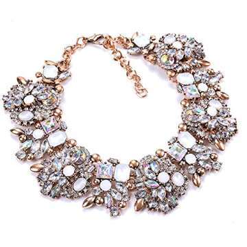 Zthread Bib Statement Necklace Rhinstone Beads Collar Necklace Colorful Crystal Choker Collar Neckla...