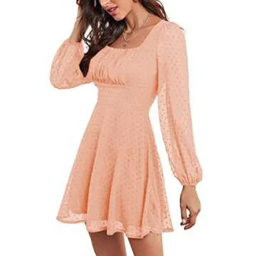 LYANER Polka Dots A-Line Mini Dress for Women