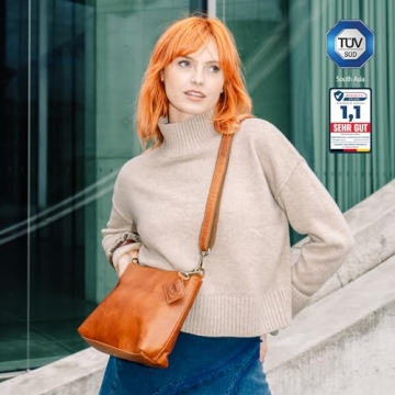 Vintage Leather Shoulder Bag Marbella for Women - Brown