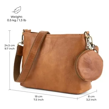 Vintage Leather Shoulder Bag Marbella for Women - Brown
