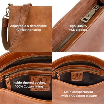 Vintage Leather Shoulder Bag Marbella for Women - Brown