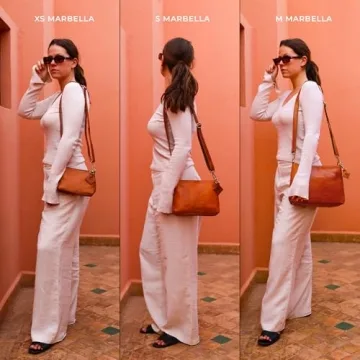 Vintage Leather Shoulder Bag Marbella for Women - Brown