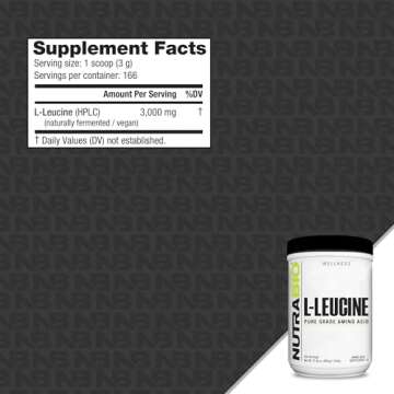 NutraBio 100% Pure L-Leucine - Muscle Recovery Supplement - 500 Grams