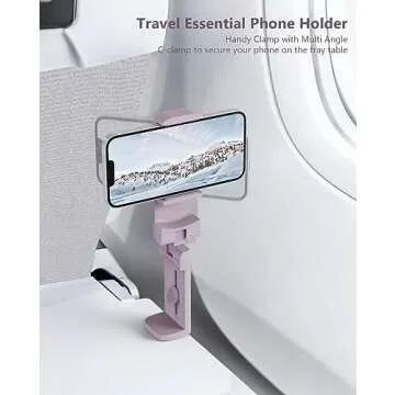 MiiKARE Airplane Travel Essentials Phone Holder, Universal Handsfree Phone Mount for Flying 360 Degree Rotation, Travel Accessory Travel Must Haves for Man Women Phone Stand for Desk,Table-Purple