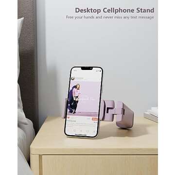 MiiKARE Airplane Travel Essentials Phone Holder, Universal Handsfree Phone Mount for Flying 360 Degree Rotation, Travel Accessory Travel Must Haves for Man Women Phone Stand for Desk,Table-Purple