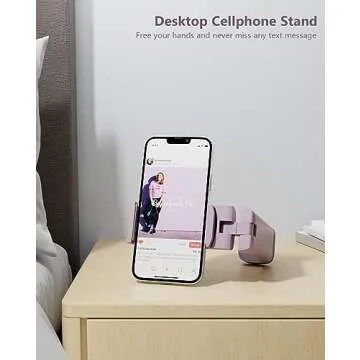 MiiKARE Airplane Travel Essentials Phone Holder, Universal Handsfree Phone Mount for Flying 360 Degree Rotation, Travel Accessory Travel Must Haves for Man Women Phone Stand for Desk,Table-Purple