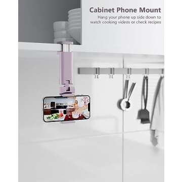 MiiKARE Airplane Travel Essentials Phone Holder, Universal Handsfree Phone Mount for Flying 360 Degree Rotation, Travel Accessory Travel Must Haves for Man Women Phone Stand for Desk,Table-Purple