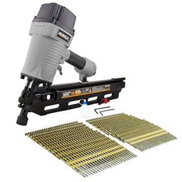 NuMax SFR2190WN Pneumatic 21 Degree 3-1/2" Full Round Head Framing Nailer with Nails (500 Count)