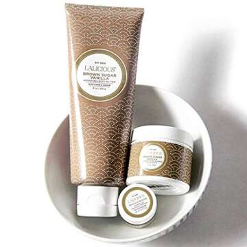 LaLicious Brown Sugar Vanilla Weightless Hand Cream - Natural Hand & Cuticle Lotion with Mango Butte...