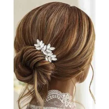 Catery Crystal Bride Wedding Hair Comb Hair Accessories with Rhinestone Bridal Side Combs for Women and Girls (A-SILVER)