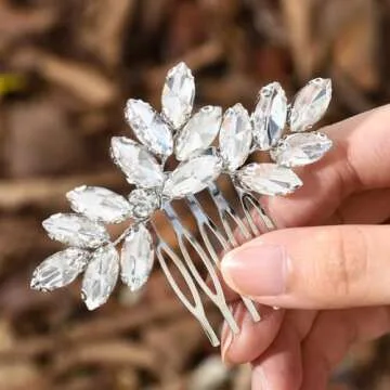 Catery Crystal Bride Wedding Hair Comb Hair Accessories with Rhinestone Bridal Side Combs for Women and Girls (A-SILVER)