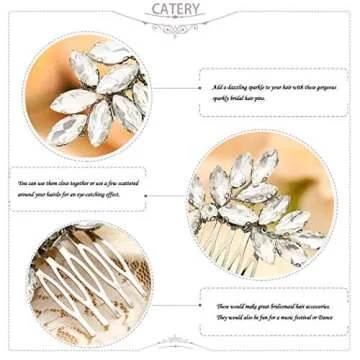Catery Crystal Bride Wedding Hair Comb Hair Accessories with Rhinestone Bridal Side Combs for Women and Girls (A-SILVER)