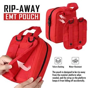LIVANS Tactical First Aid Pouch, Molle EMT Pouches Rip-Away Military IFAK Medical Bag Outdoor Emergency Survival Kit Quick Release Design Include Red Cross Patch