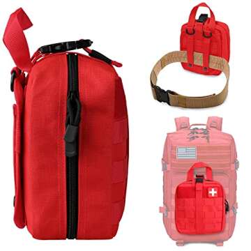 LIVANS Tactical First Aid Pouch, Molle EMT Pouches Rip-Away Military IFAK Medical Bag Outdoor Emergency Survival Kit Quick Release Design Include Red Cross Patch