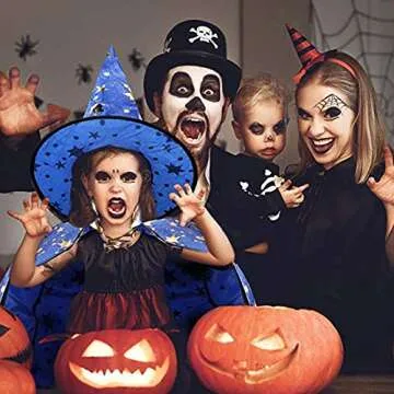 Jackcell Wizard Cape Witch Cloak with Hat and Pumpkin Bag, Halloween Costume Props for Kids Cosplay Party