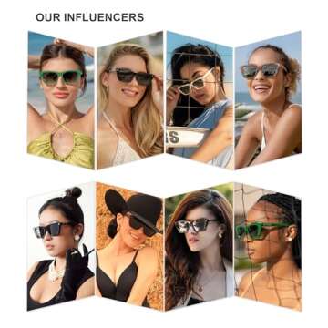 SOJOS Trendy Sunglasses Womens Cute Cat Eye Polarized Square Women Designer Shades SJ2297 Tortoise Green