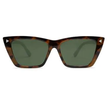 SOJOS Trendy Sunglasses Womens Cute Cat Eye Polarized Square Women Designer Shades SJ2297 Tortoise Green