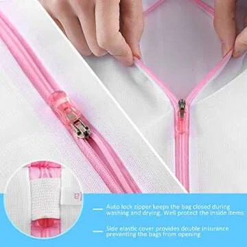 GOGOODA 4 Pcs Mesh Laundry Bag for Bras Lingerie Wash Bag for Delicates, Large, 4 Pack