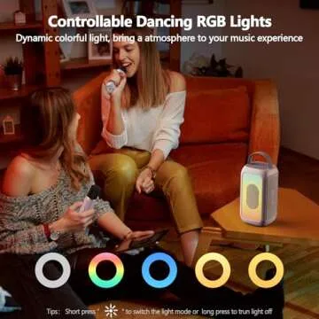 Bobtot Karaoke Machine for Adults, 40W Peak Portable Bluetooth Speaker with Wireless Microphone, Magic Sound, Echo, EQ Mode, Loud Stereo, Deep Bass, RGB, 16H Playtime, Supports AUX/USB/FM, White