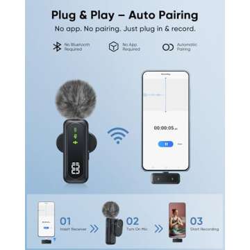 Jubolion Wireless Lavalier Microphone for Easy Recording