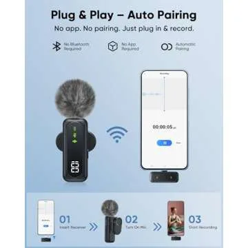 Jubolion Wireless Lavalier Microphone for Easy Recording