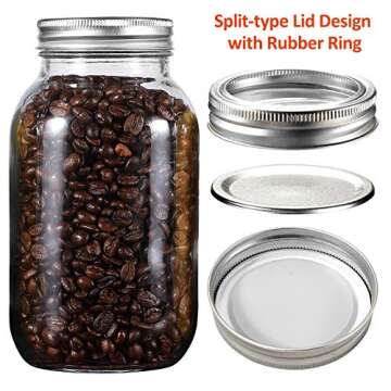 Luckore 32 oz Mason Jars Set - Airtight Canning Jars 5 Pack