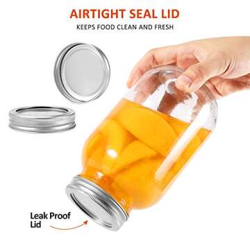 Luckore 32 oz Mason Jars Set - Airtight Canning Jars 5 Pack
