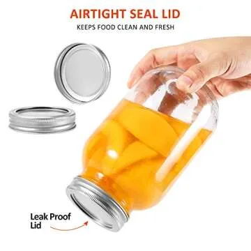 Luckore 32 oz Mason Jars Set - Airtight Canning Jars 5 Pack