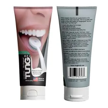 Tung Tongue Brush & Gel Kit | Tongue Cleaner for Adults | Tongue Scraper to Fight Bad Breath and Halitosis | Mouth Odor Eliminator | Fresh Mint | Made in America (Set of 1)