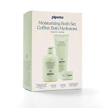 Pipette Baby Moisturizing Bath Set with Renewable Plant-Derived Squalane (4-Piece Set)