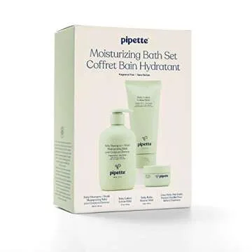 Pipette Baby Moisturizing Bath Set with Renewable Plant-Derived Squalane (4-Piece Set)