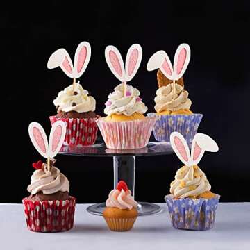 Ercadio Bunny Ear Cupcake Toppers for Easter Fun