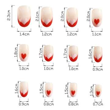 Valentine's Day Press On Nails with Heart Designs - 24Pcs