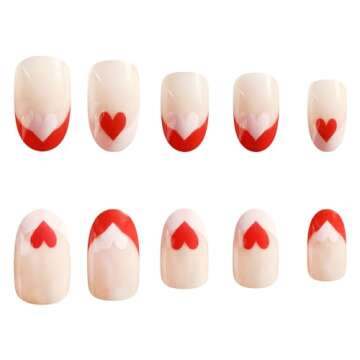 Valentine's Day Press On Nails with Heart Designs - 24Pcs