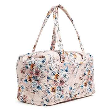 Vera Bradley Women's Performance Twill Large Travel Duffle Bag, Peach Blossom Bouquet, One Size