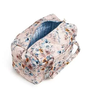 Vera Bradley Women's Performance Twill Large Travel Duffle Bag, Peach Blossom Bouquet, One Size