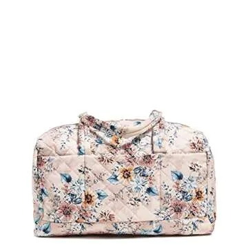Vera Bradley Women's Performance Twill Large Travel Duffle Bag, Peach Blossom Bouquet, One Size