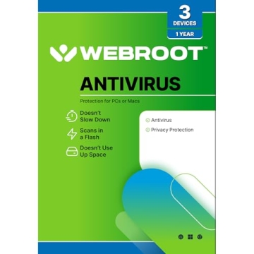 Webroot Antivirus Software 2025 | 3 Device Protection for 1 Year