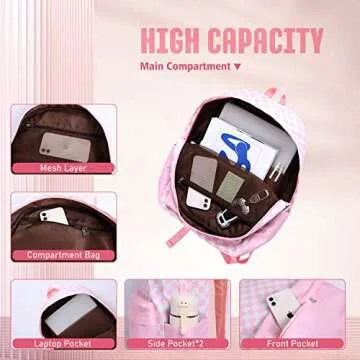 Durable UREYMX Checkered School Backpack for Kids