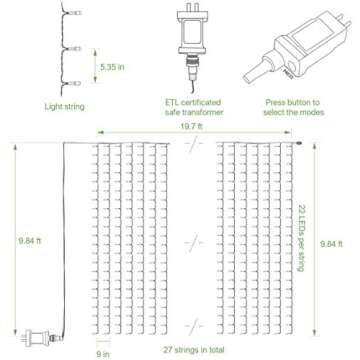Lighting EVER 594 LED Icicle Fairy Lights for Events