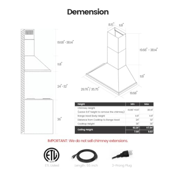 JOCO 30 Inch Wall Mount Range Hood - 900 CFM Sleek Stainless Steel Chimney Vent with Gesture Control