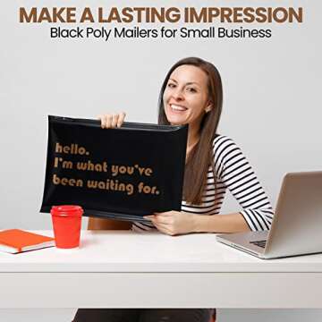 300 Pcs Poly Mailers Shipping Bags 10 x 13 Resealable Black Shipping Bags 4.7 Mil Heavy Duty Mailers Poly Bags Text Printed Design Business Mailing Envelope for Small Business Clothes