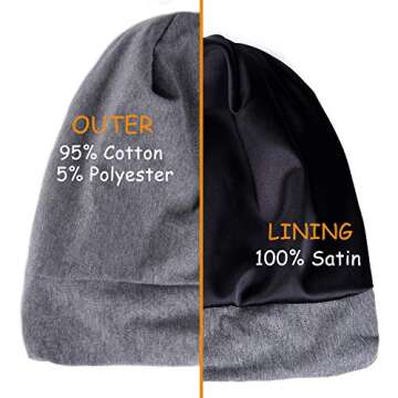 YANIBEST Satin Lined Sleep Cap Slap Hat - Night Cap for Pineapple Hair No Fadding Adjustable Satin Bonnet Headwear for Women