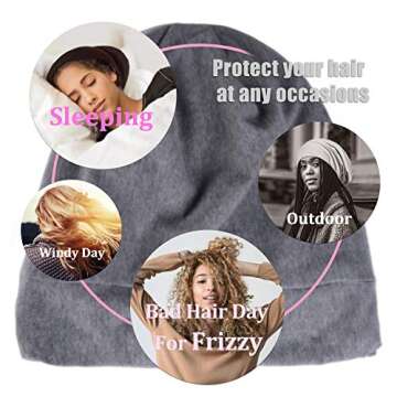 YANIBEST Satin Lined Sleep Cap Slap Hat - Night Cap for Pineapple Hair No Fadding Adjustable Satin Bonnet Headwear for Women